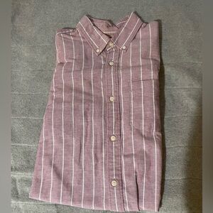 GAP Men's Casual Button-Down Shirt - Mauve Stripes